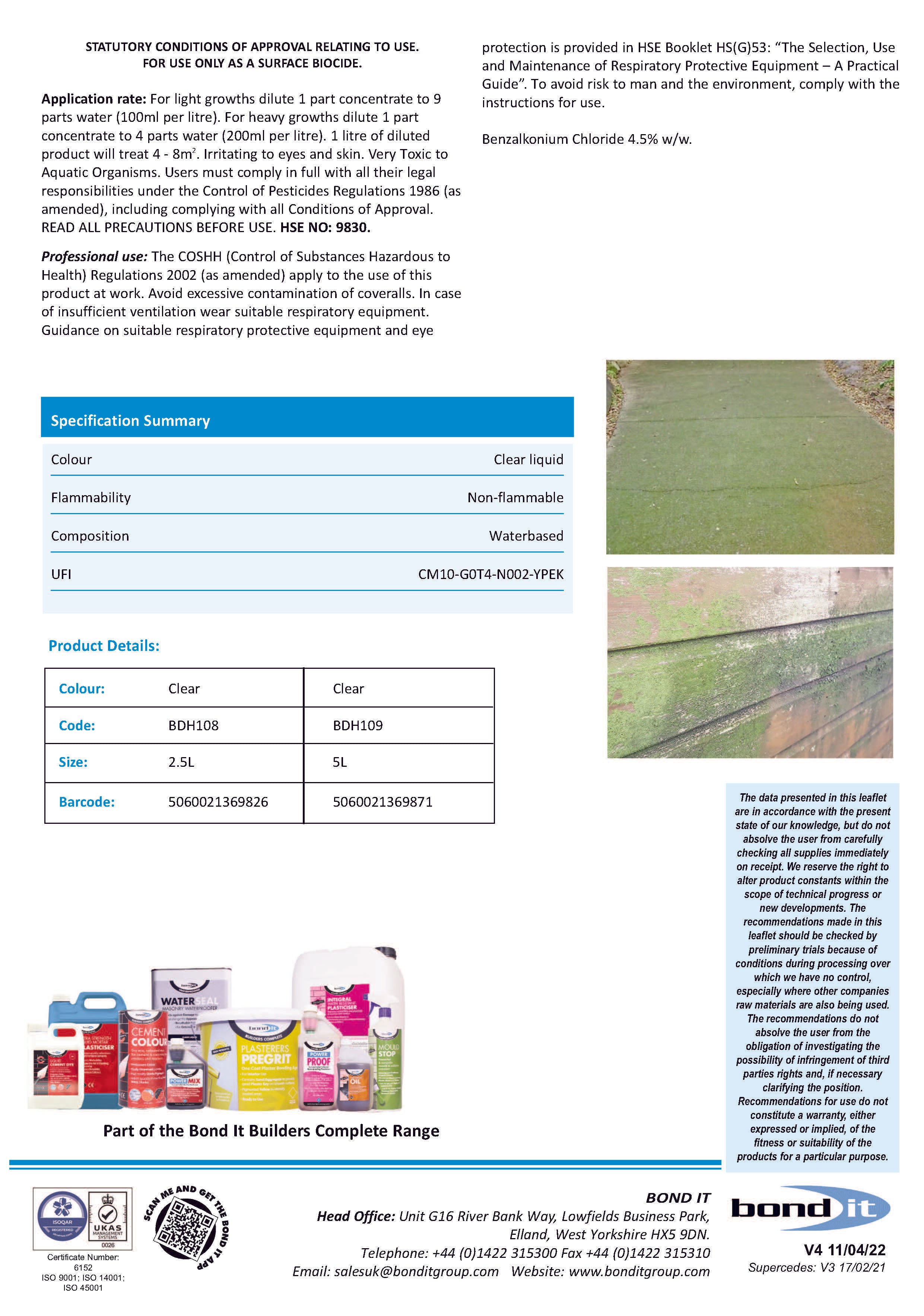 Bond IT - Concentrated Patio Blaster & Cleaner - Data Sheet 2