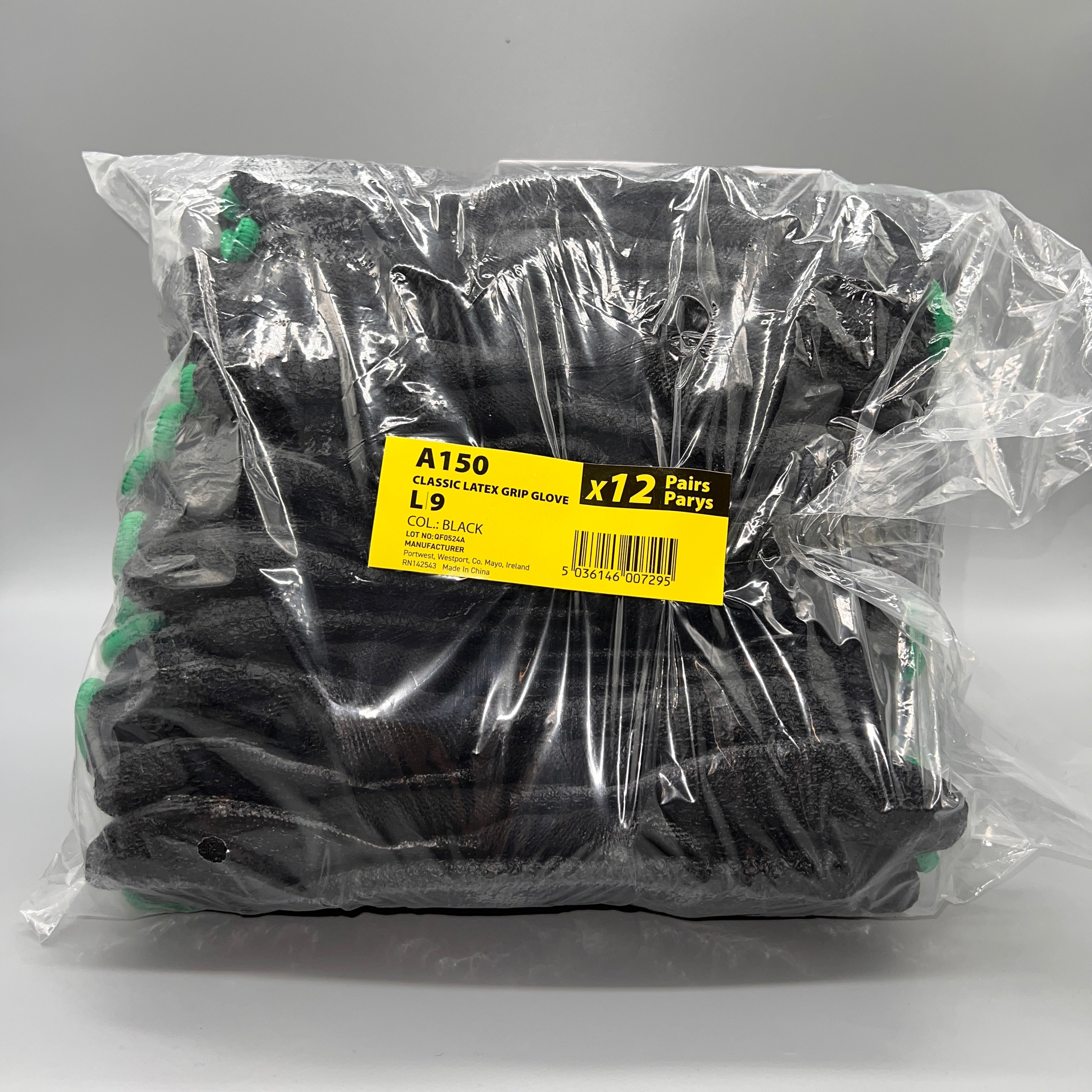 Portwest - A150 Rubber Palm Grip Working Safety Gloves - Size 9