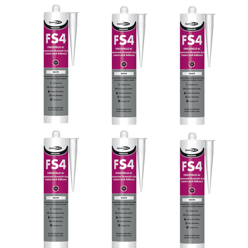 Bond It FS4 Intumescent Mastic 6 pack bundle on a white background