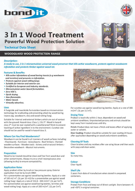 Bond IT - 3 In 1  Wood Treatment - 5L - Data Sheet 1