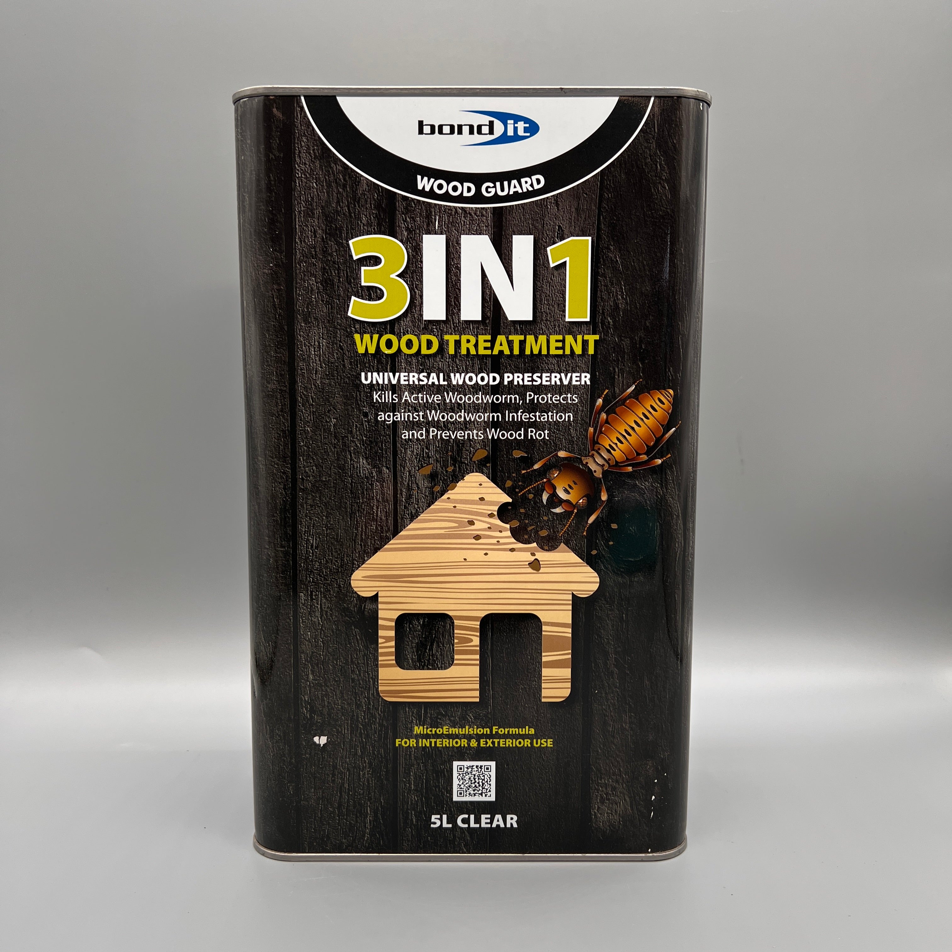Bond IT - 3 in 1 Wood Treatment 5L - Clear - Front of Tin
