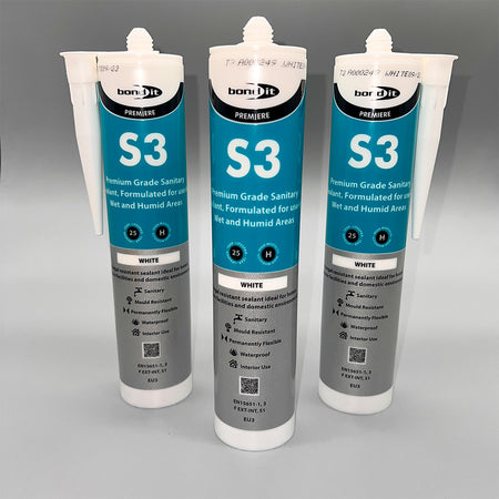 Bond IT - S3 Premium Grade Sanitary Silicone Sealant White 310ml - Triple