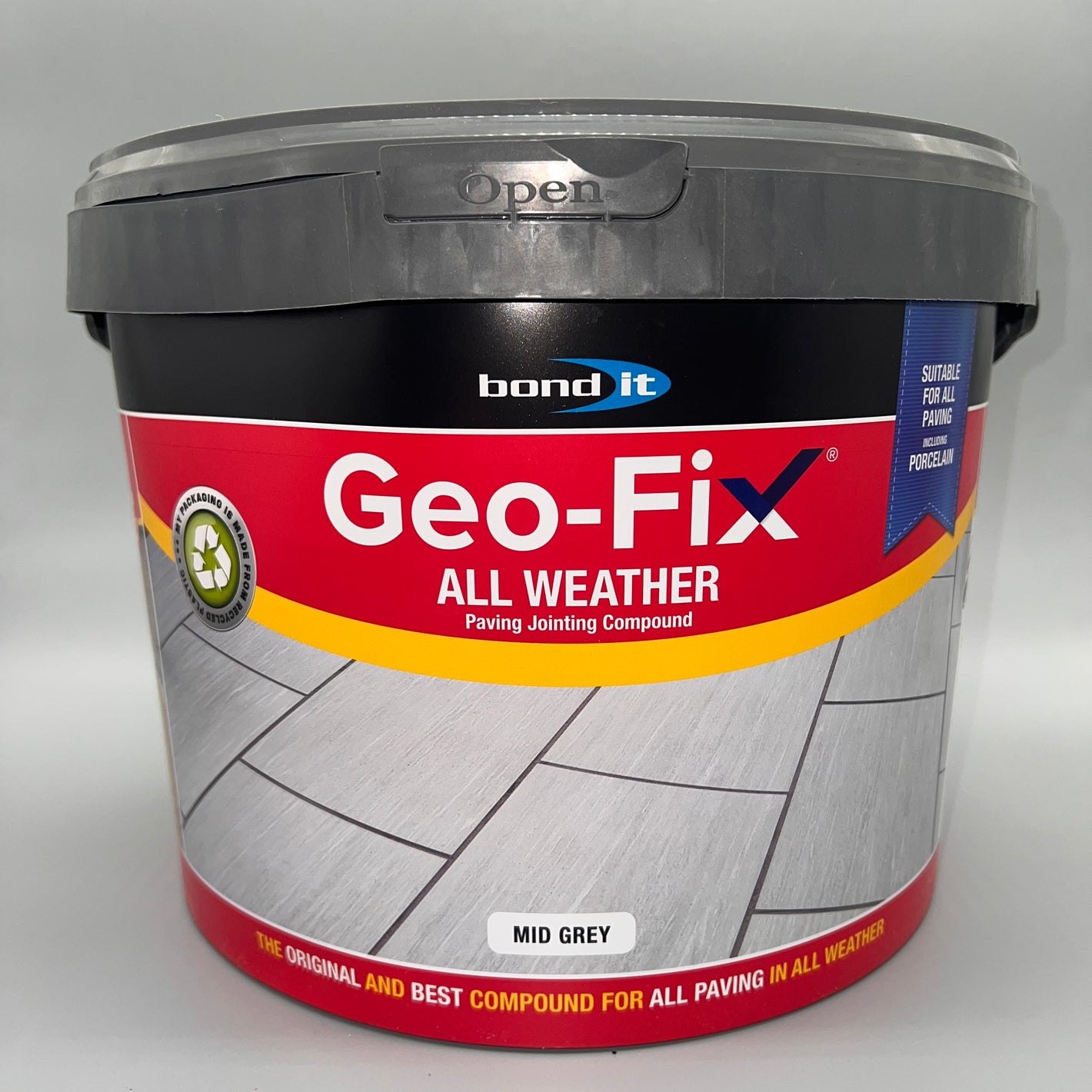 Bond IT Geo-Fix Paving Joint Compound Mid Grey – Ready-to-Use, Weatherproof, Durable Solution for Patios, Driveways, and Pathways - Front Tub
