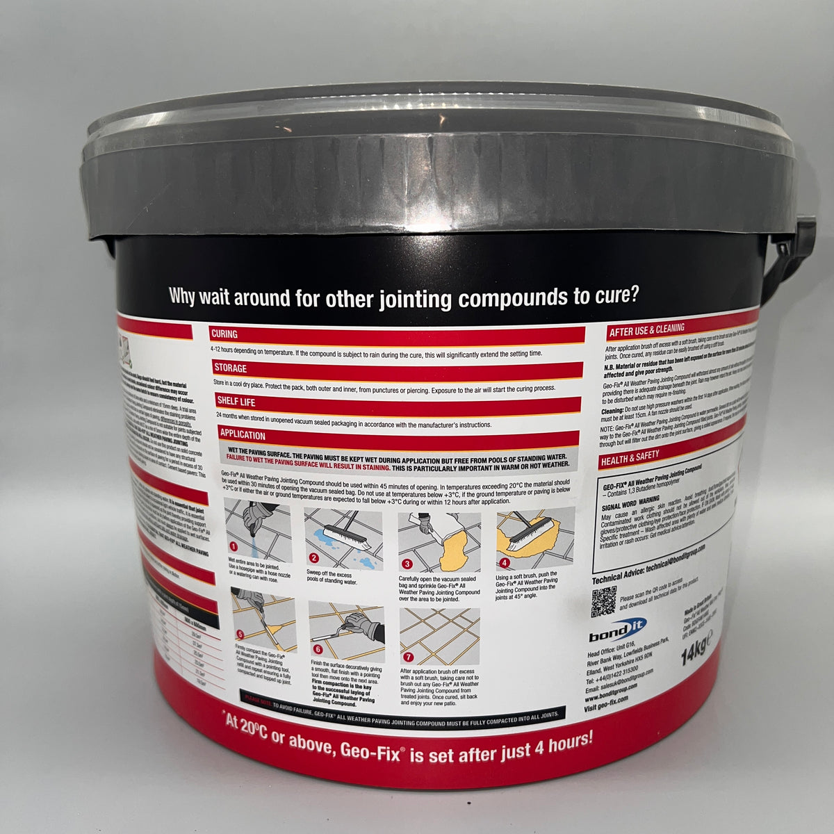 Bond IT Geo-Fix Paving Joint Compound Mid Grey – Ready-to-Use, Weatherproof, Durable Solution for Patios, Driveways, and Pathways - Back of Tub