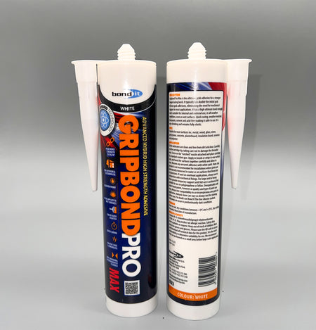 Bond IT Gripbond Pro Max White – High-Strength, Weather-Resistant Adhesive for Versatile Indoor and Outdoor Applications - Double Tube