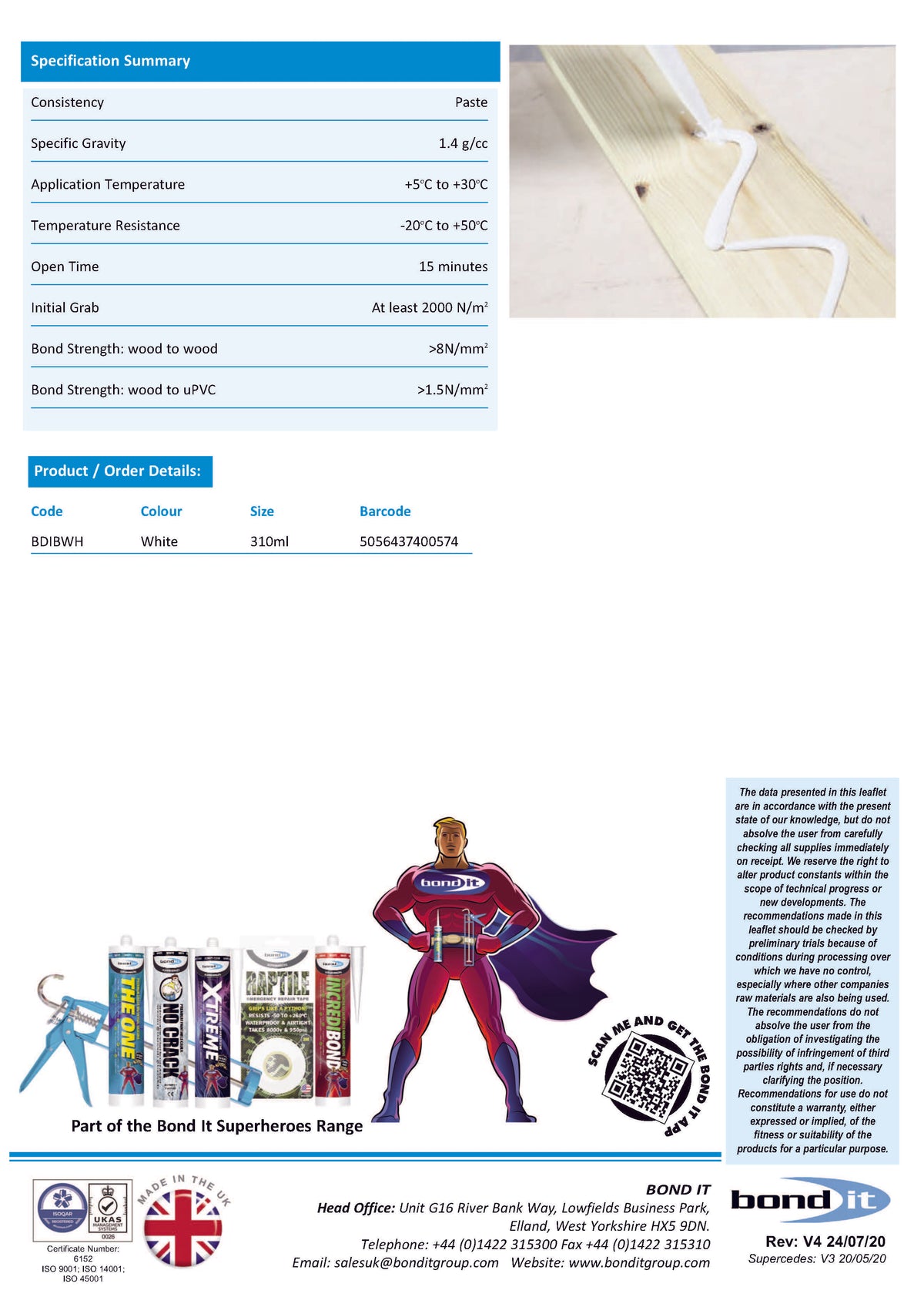 Bond IT - High Strength Solvent-Free Incredi Bond Grab Adhesive 310ml - Data Sheet 2