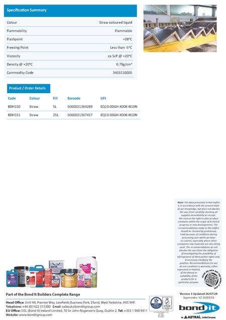 Bond IT - Mould Release Oil 5L - Straw - Data Sheet 2