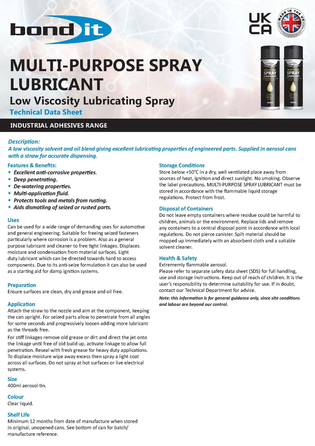 Bond IT PU18 Polyurethane Adhesive White – Strong & Durable Bonding - Product Data Sheet 1