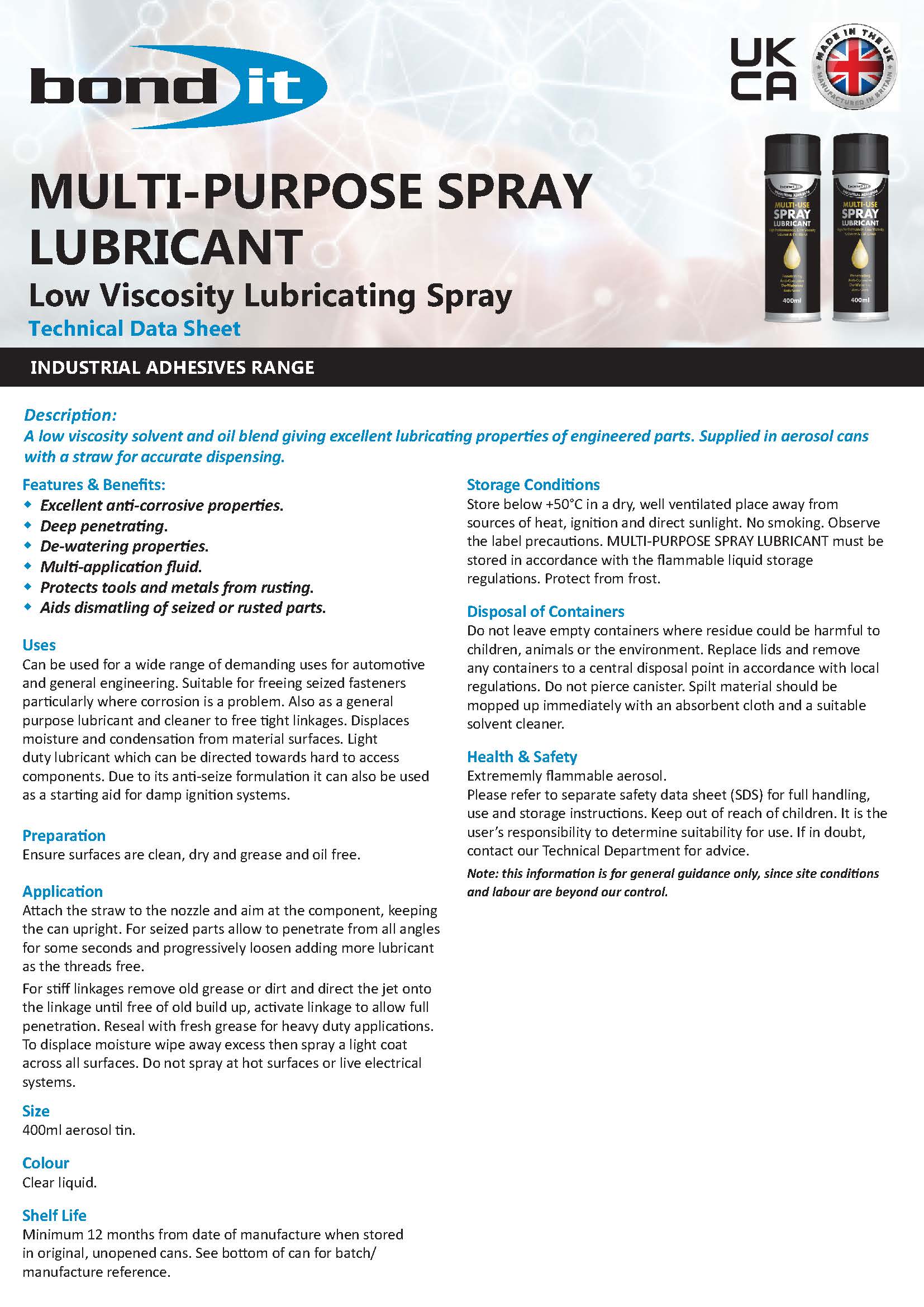 Bond IT PU18 Polyurethane Adhesive White – Strong & Durable Bonding - Product Data Sheet 1
