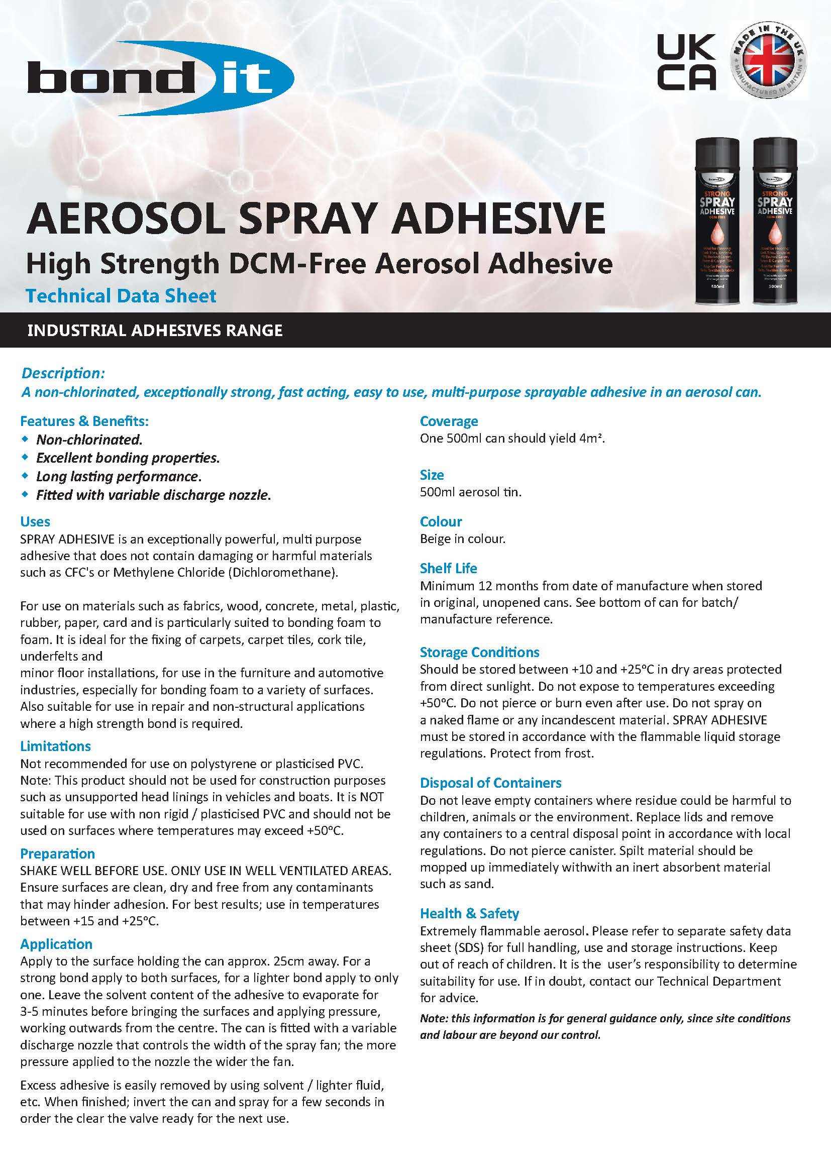 Bond IT PU18 Polyurethane White Adhesive - Strong, Versatile Bonding Solution - Product Data Sheet 1