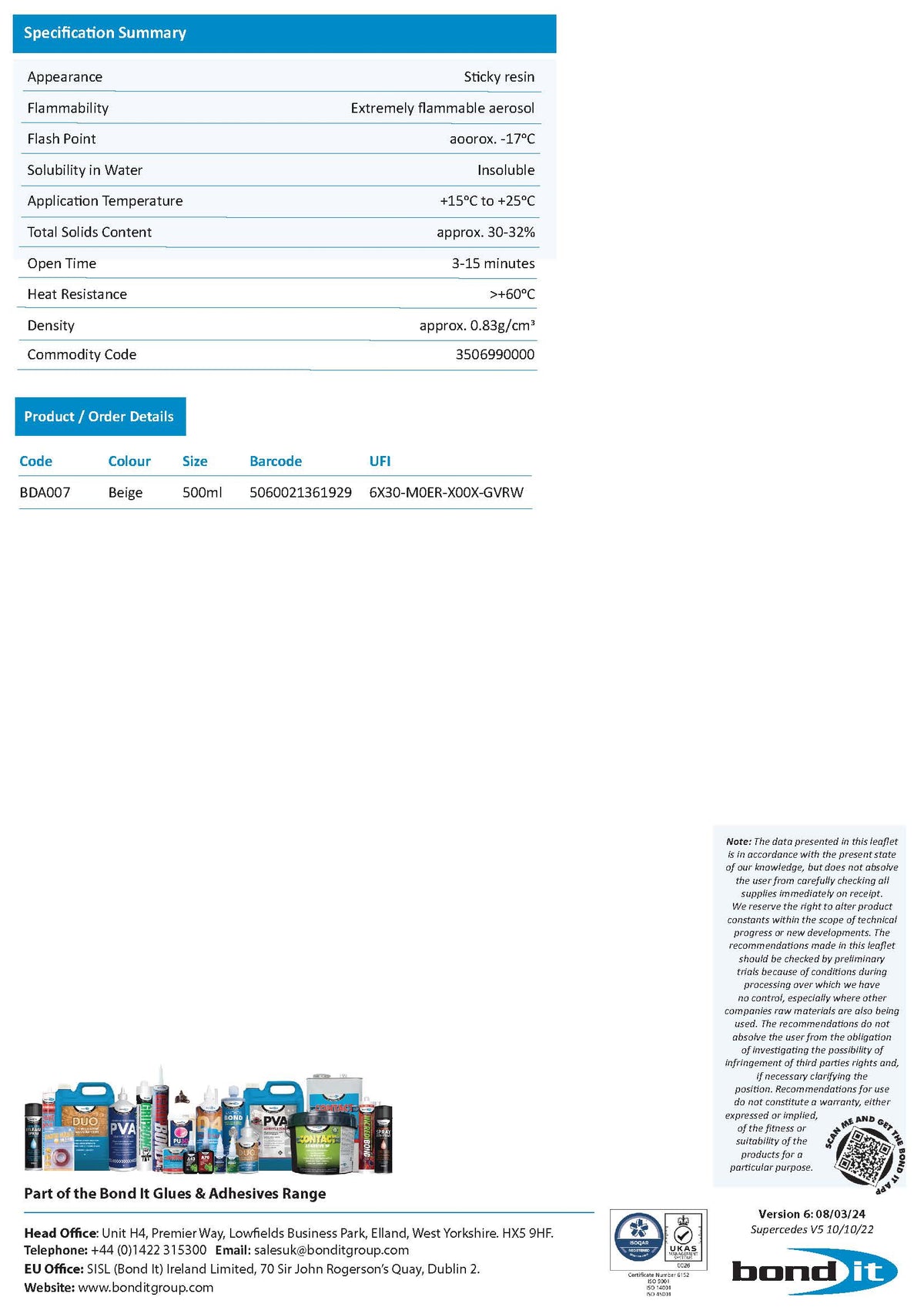 Bond IT PU18 Polyurethane White Adhesive - Strong, Versatile Bonding Solution - Product Data Sheet 2