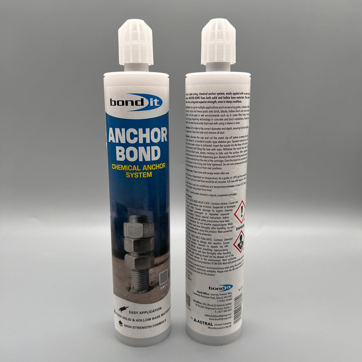 Two Bond It Anchor Bond 310ml chemical anchor resin tubes showing front and back labels