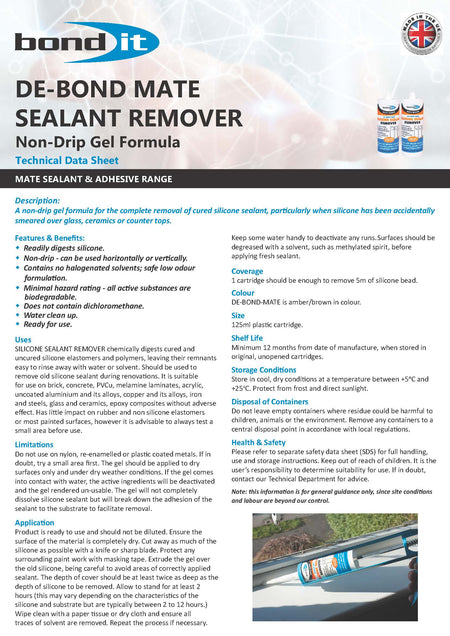 Bond IT - Silicone & Sealant Remover - Data Sheet 1
