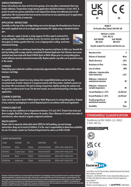 GBX STP Hybrid Sealant & Adhesive 310 ml cartridge Data Sheet 2