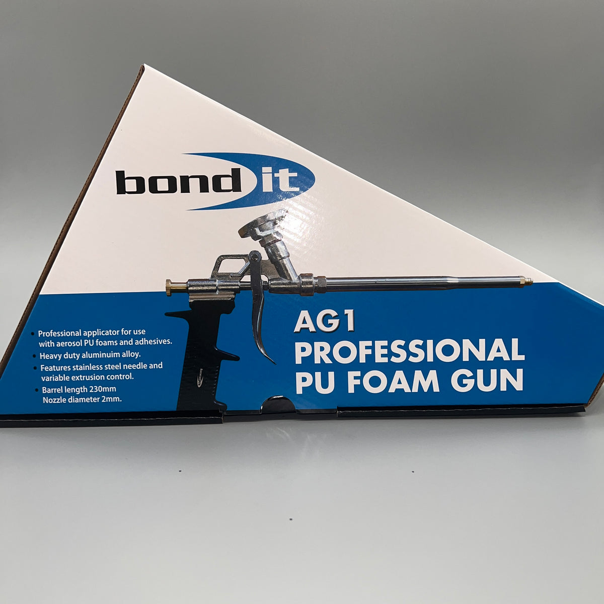 Bond It AG1 professional PU foam applicator gun metal body with adjustable flow - Front Box