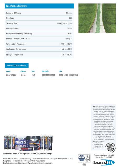 Bond It Astro Pro technical data sheet 2 (TDS)