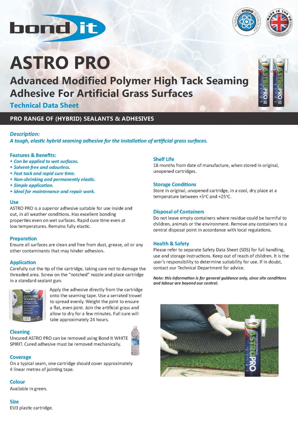 Bond It Astro Pro technical data sheet (TDS)