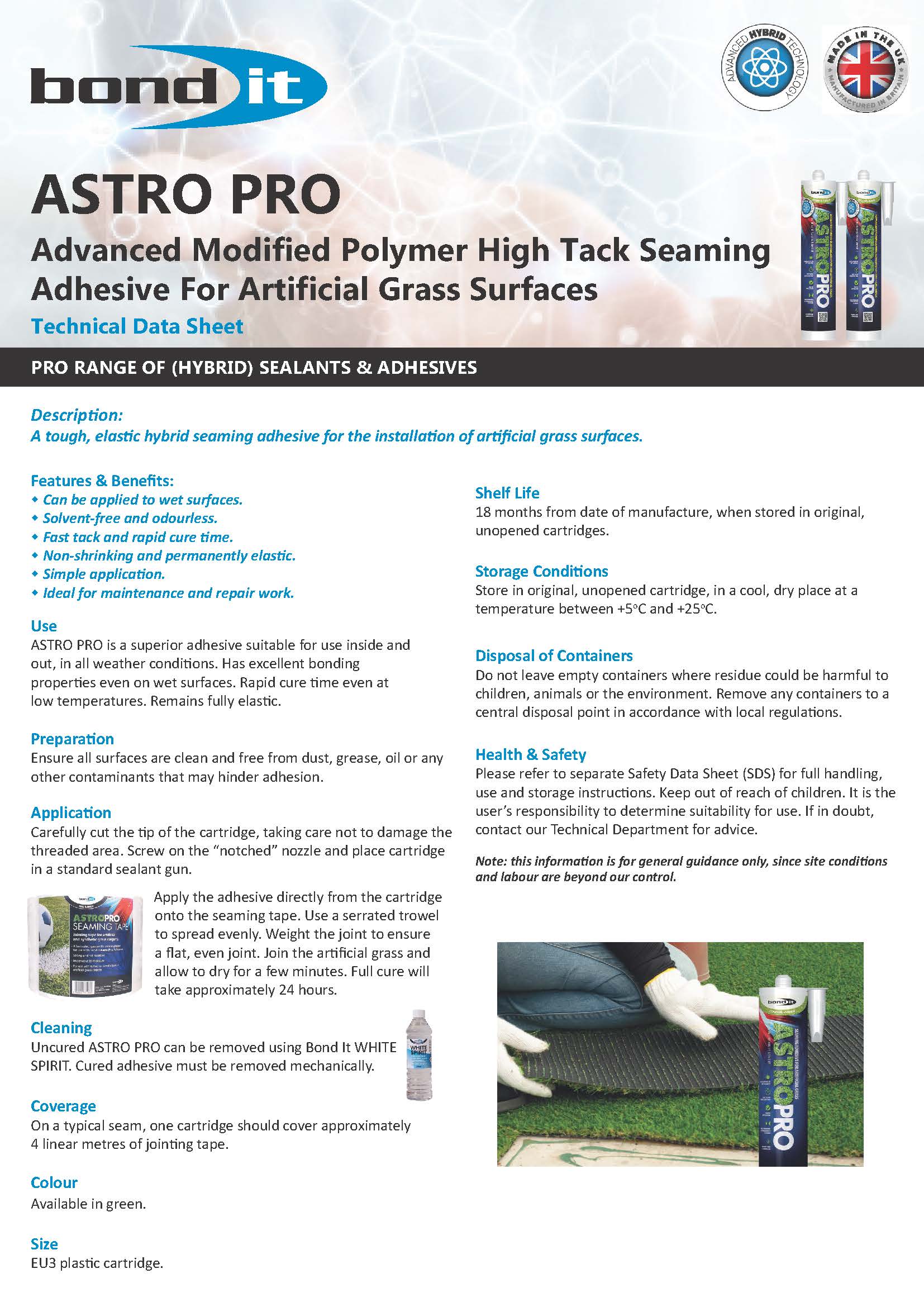 Bond It Astro Pro technical data sheet (TDS)