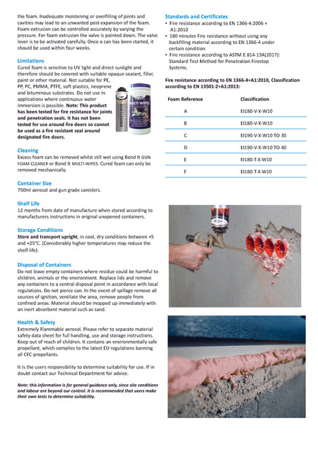 Bond It B1 fire resistant expanding PU foam technical data sheet (TDS) 2