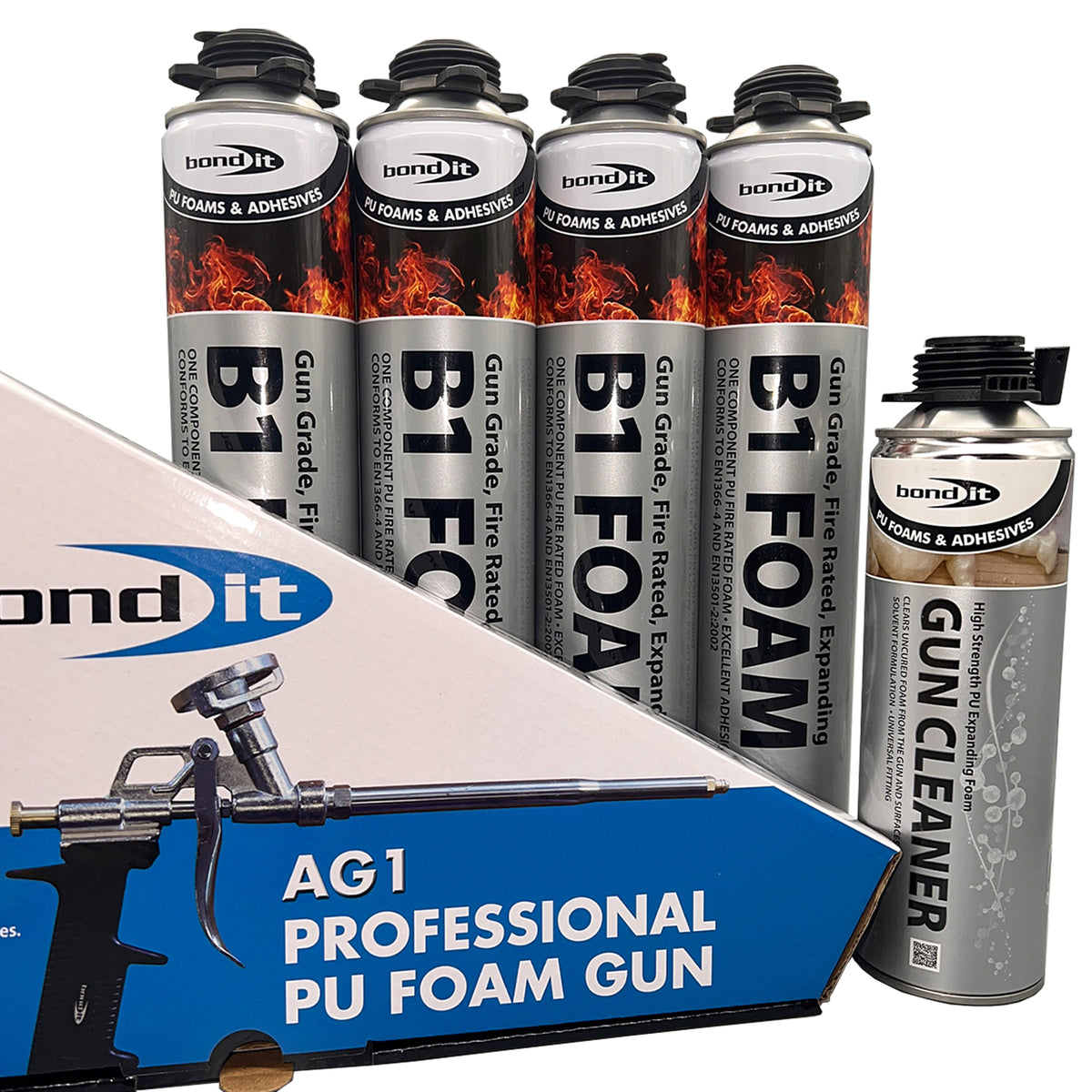 Bond It B1 fire resistant gun foam trade saver bundle with AG1 applicator gun and foam gun cleaner