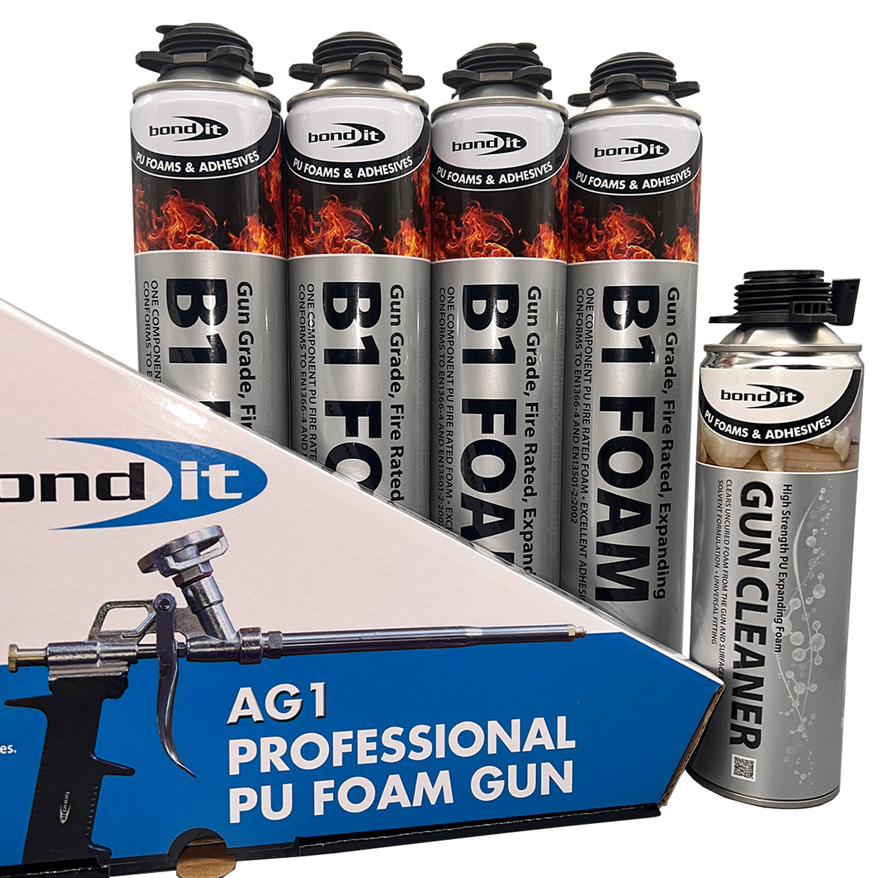 Bond It B1 fire resistant gun foam trade saver bundle with AG1 applicator gun and foam gun cleaner