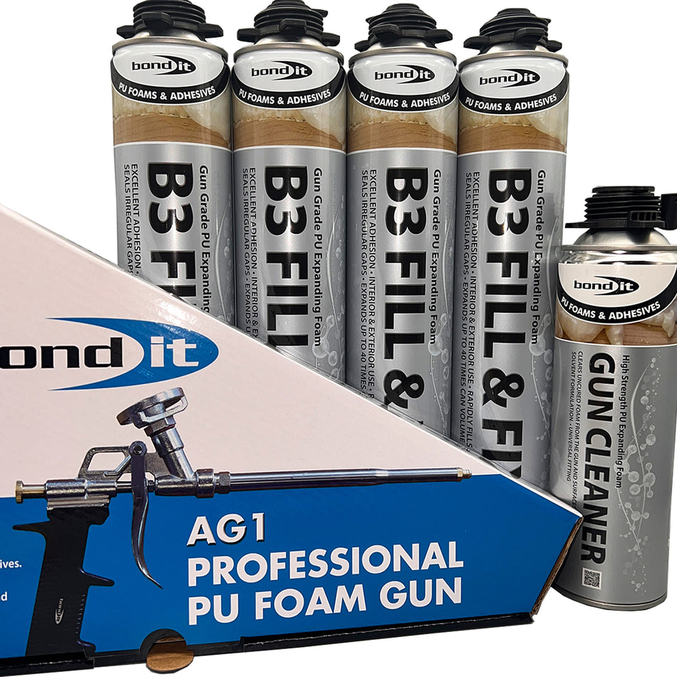 Bond It B3 Fill & Fix trade saver bundle with 750ml gun foam, AG1 applicator gun and foam gun cleaner