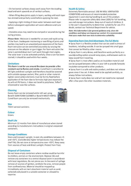 Bond It Breeze Block airtight PU foam technical data sheet (TDS) 2