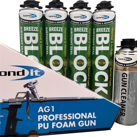 Bond It Breeze Block airtight foam trade saver bundle with AG1 gun and foam gun cleaner