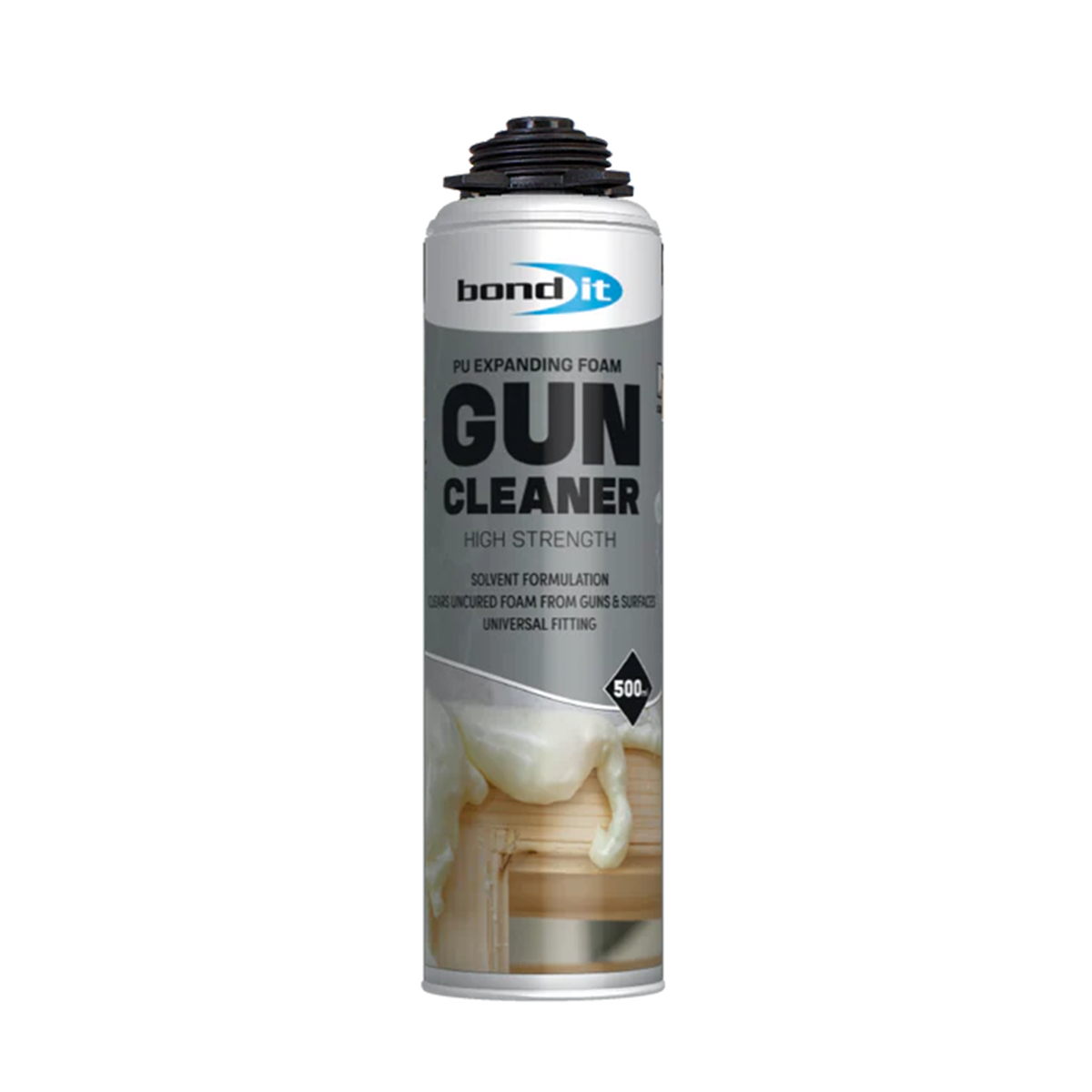 Bond It expanding foam gun cleaner 500ml aerosol on white background