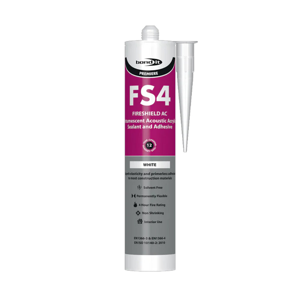 Bond It FS4 Fireshield AC sealant and adhesive tube on a white background