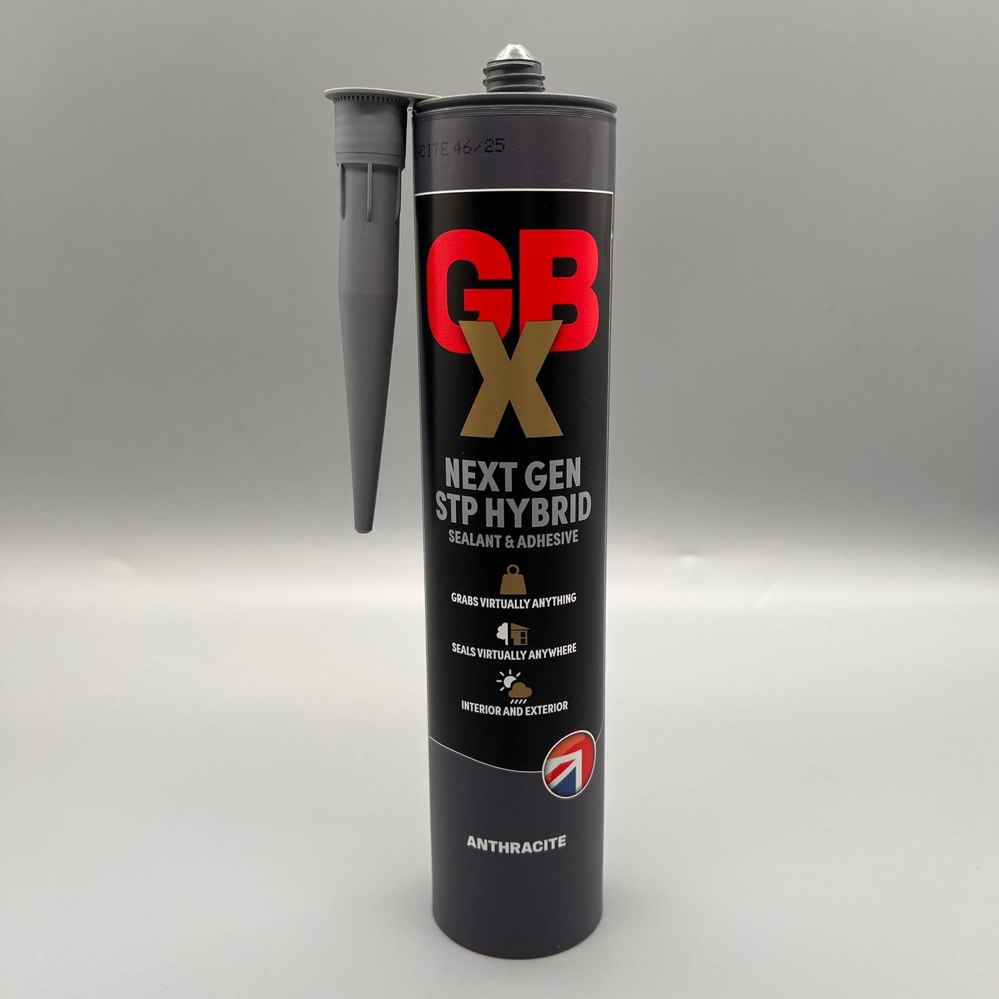 Front view of Bond It GBX Next Gen STP Anthracite Hybrid Sealant & Adhesive 310ml cartridge
