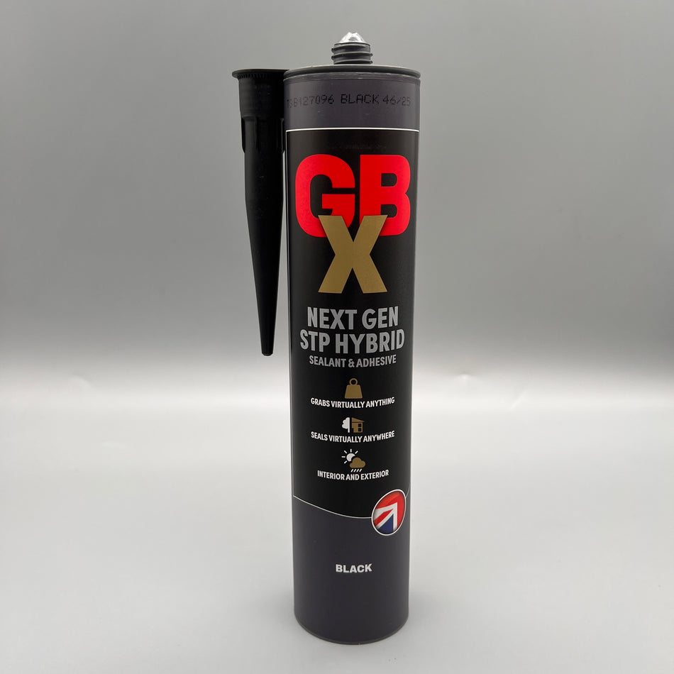 Front view of Bond It GBX Next Gen STP  Black Hybrid Sealant & Adhesive 310ml cartridge