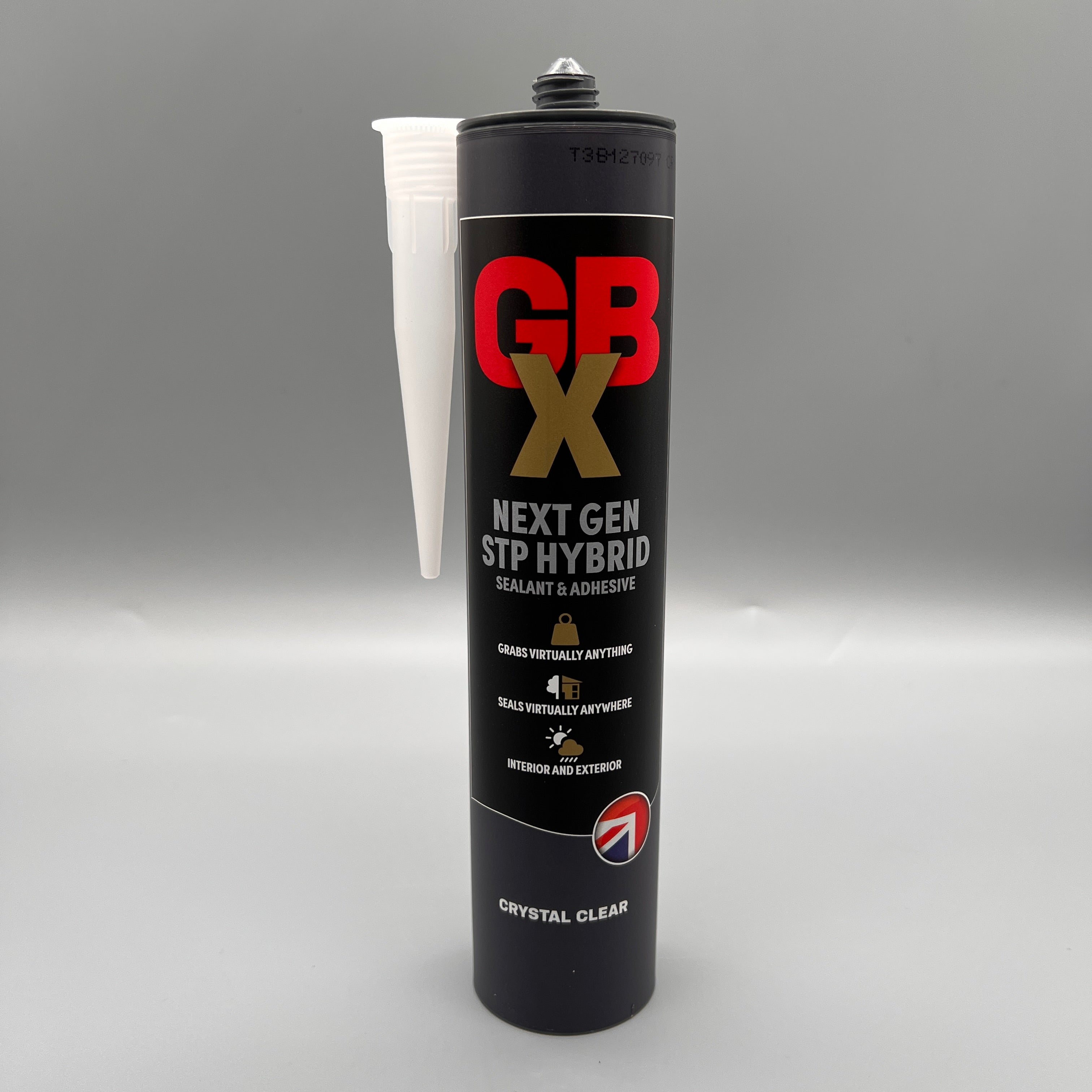 Front view of Bond It GBX Next Gen STP Clear Hybrid Sealant & Adhesive 310ml cartridge