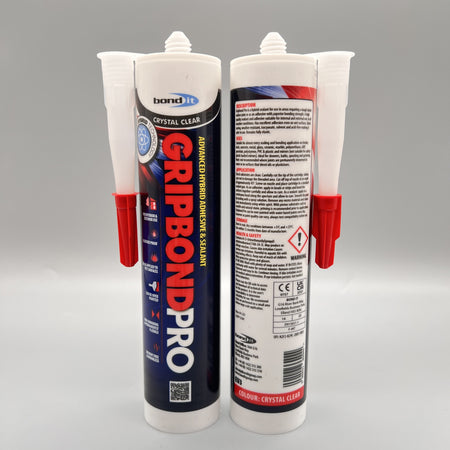 Bond It Gripbond Pro Clear adhesive – front and back tubes side by side for product listing