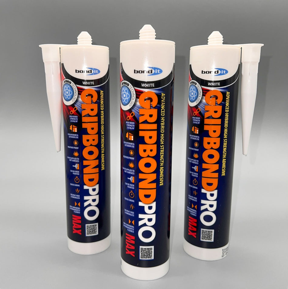 Bond It Gripbond Pro Max White 310ml high strength grab adhesive – three tubes together