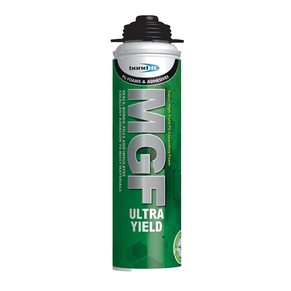 Bond It MGF Ultra Yield expanding PU foam 500ml gun grade can on white background