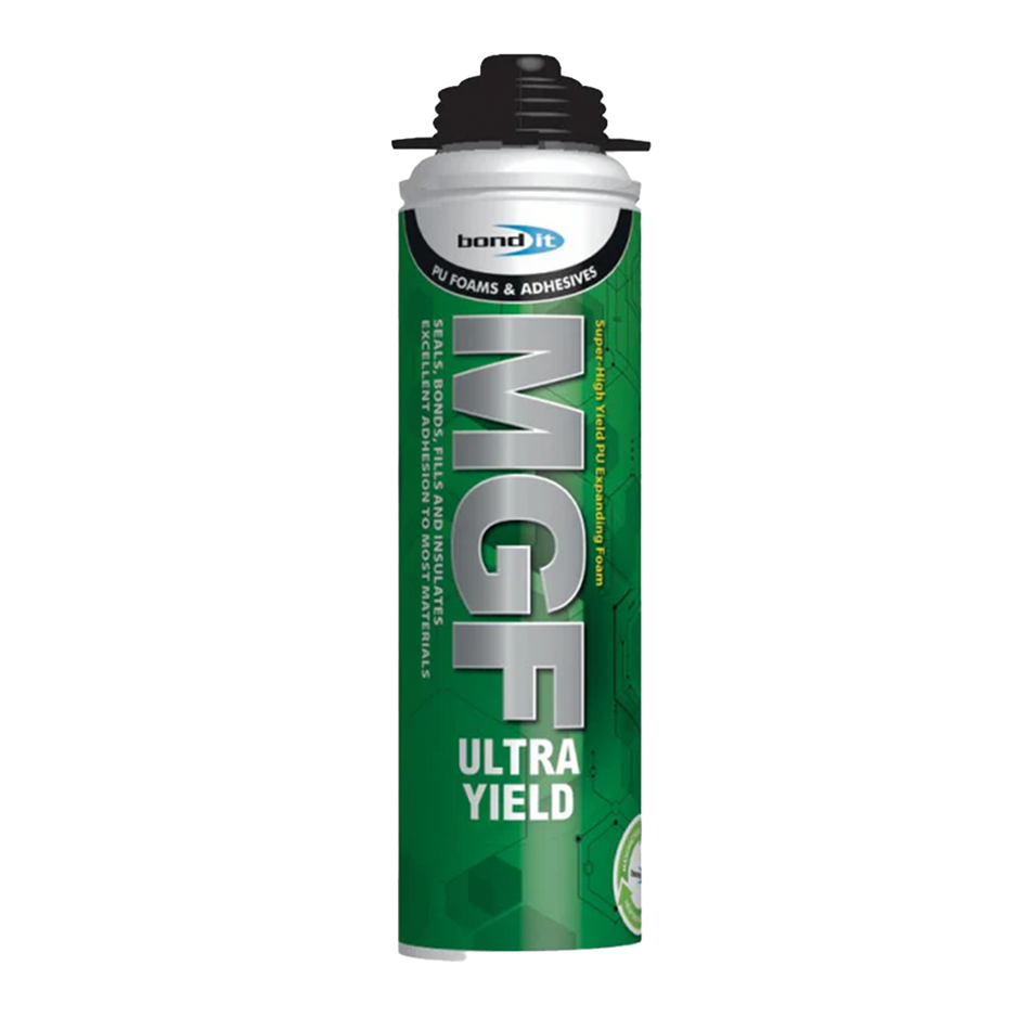 Bond It MGF Ultra Yield expanding PU foam 500ml gun grade can on white background