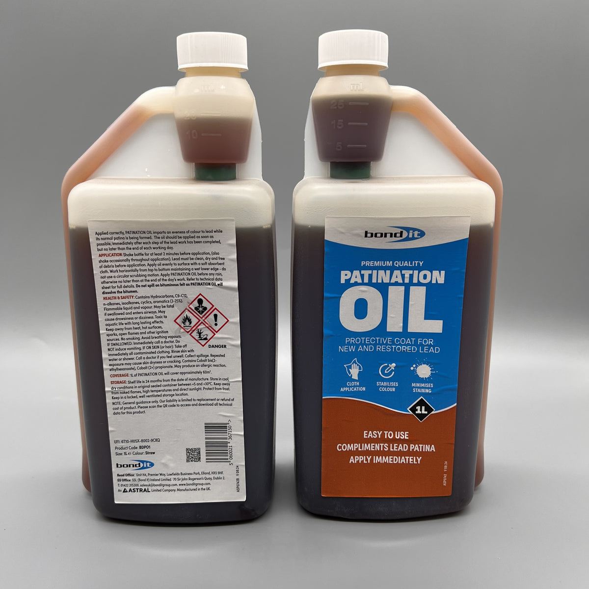Bond It Patination Oil 1L bottles – professional lead protection treatment