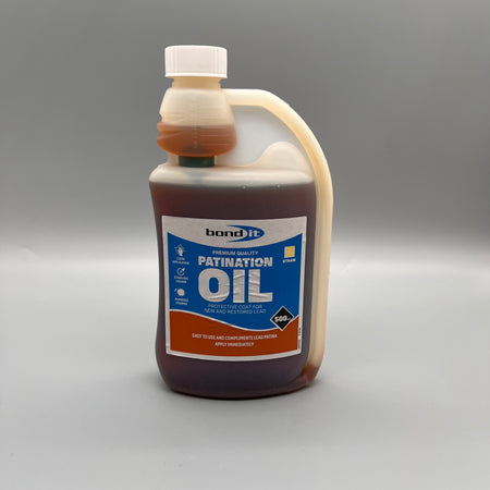 Bond It Patination Oil 500ml front of bottle – protective coating for lead