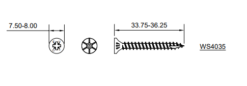 Technical drawing of Evolution WoodMaster Pozi Drive Super Cutter screw 4.0 × 35mm