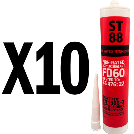 ST88 fire rated intumescent acrylic sealant used for fire stopping and gap sealing - Bulk Pack of 10