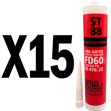 ST88 fire rated intumescent acrylic sealant used for fire stopping and gap sealing - Bulk Pack of 15