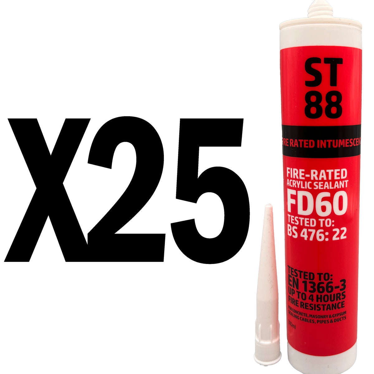 ST88 fire rated intumescent acrylic sealant used for fire stopping and gap sealing - Bulk Pack of 25