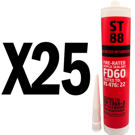 ST88 fire rated intumescent acrylic sealant used for fire stopping and gap sealing - Bulk Pack of 25