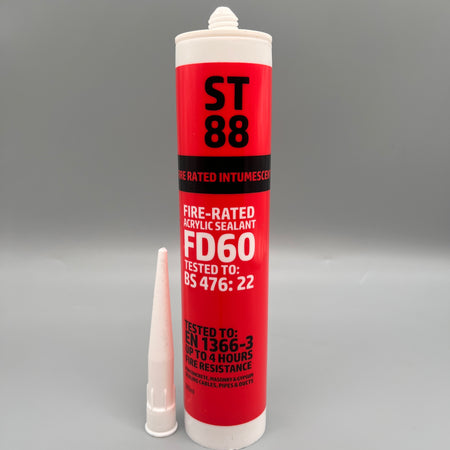 ST88 fire rated intumescent acrylic sealant cartridge front view